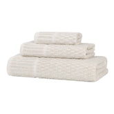 Juno Cotton Blend Textured Checkered Ribbed Border 3 Piece Towel Set